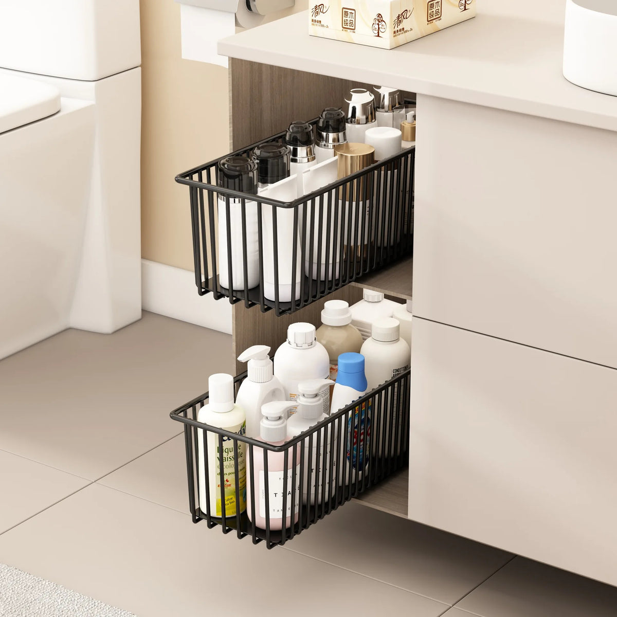 Under Sink Cabinet Organizer Pull Out Sliding Shelves (Set of 2)