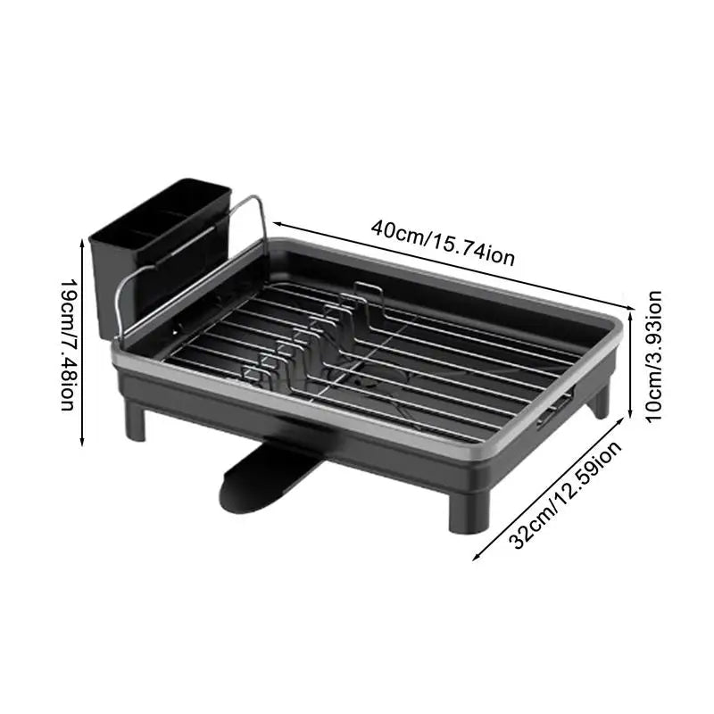 Stainless Steel Dish Drying Rack Countertop Kitchen Organizer with Drip Tray (White)