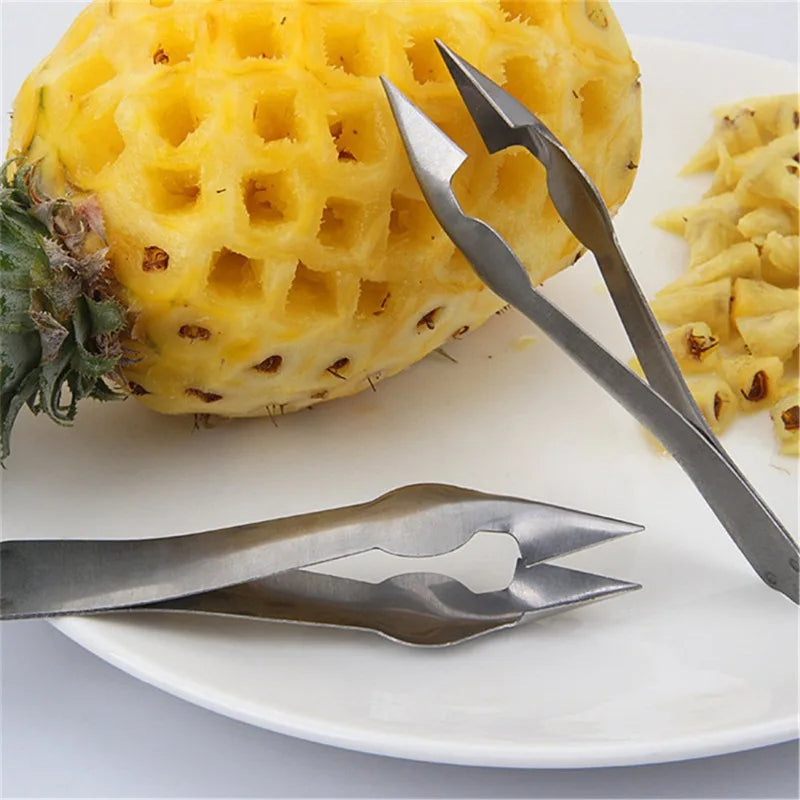 Stainless Steel Strawberry Peeler, Pineapple Corer &amp; Slicer – Multifunctional Fruit Prep Kitchen Tool with Clips