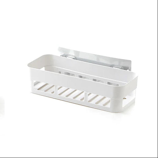 Adhesive Storage Rack Corner Shower Shelf & Kitchen Bathroom Organizer (White)