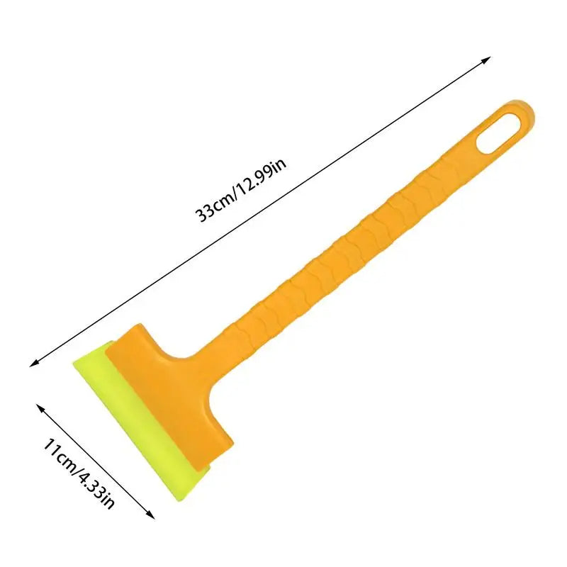 Vehicle Windshield Ice Scraper with Ergonomic Long Handle (Yellow)