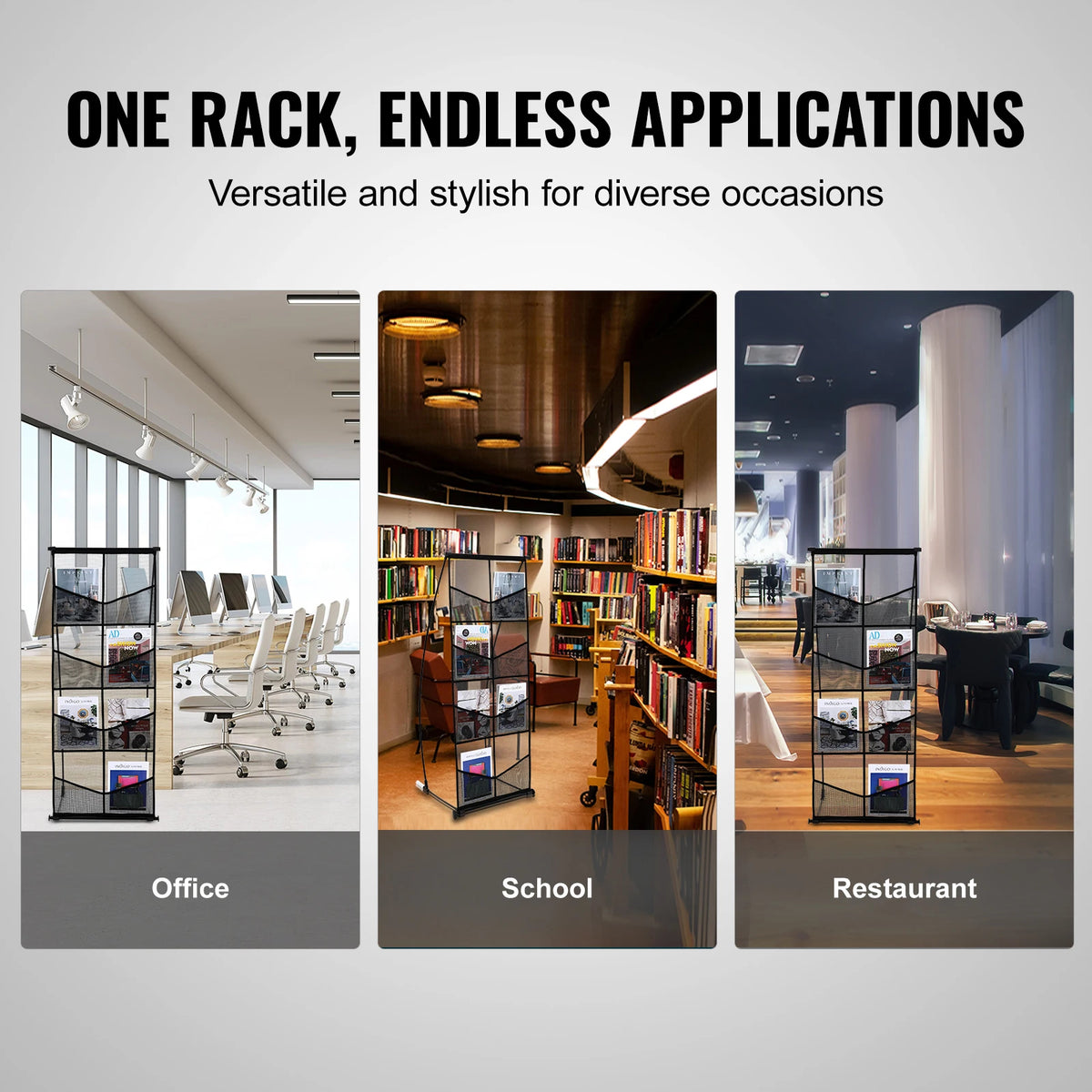 Floor Standing Brochure Holder 4-Tier 8-Pocket Magazine Holder