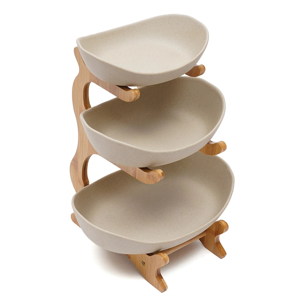 3-Tier Ceramic Fruit Bowl Modern Style Basket