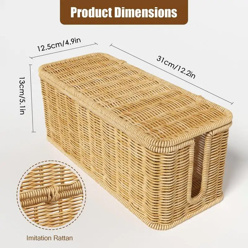 Handmade Rattan Cable Management Box