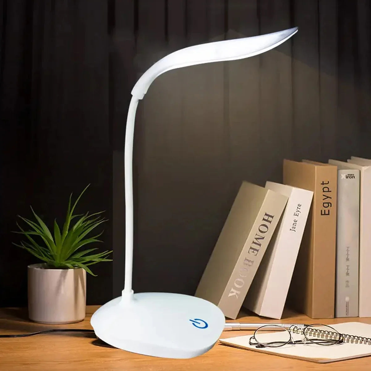 Portable LED Desk Lamp Touch Dimming & Eye-Friendly Lamp (White)