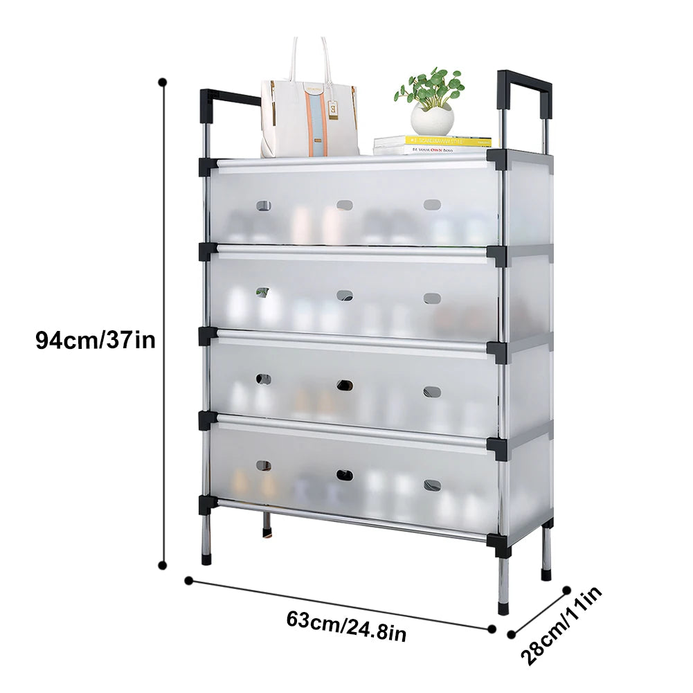 Multilayer Shoe Rack 4-Tiers with Metal Frame – Space-Saving Shoe Cabinet