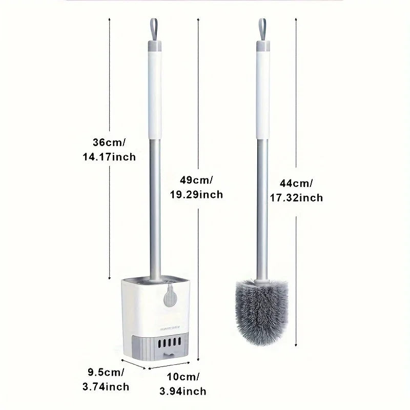 Flexible Rim-Cleaner Toilet Brush Set Long Handle Wall-Hanging Bathroom Scrubber