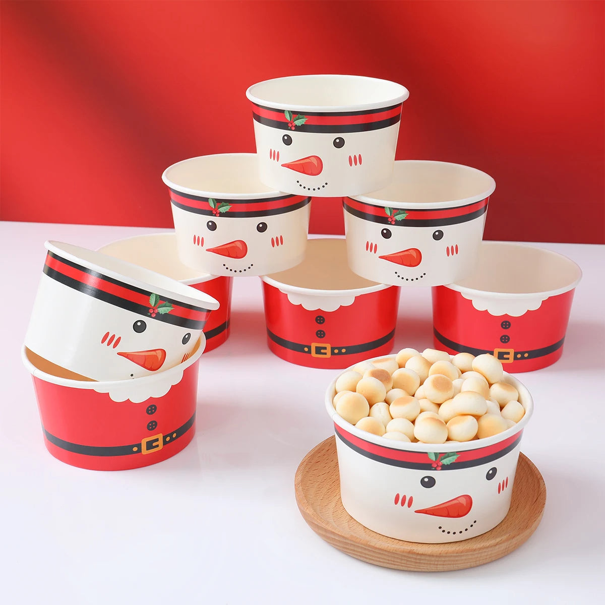 10PCS Christmas Santa Claus Paper Bowl