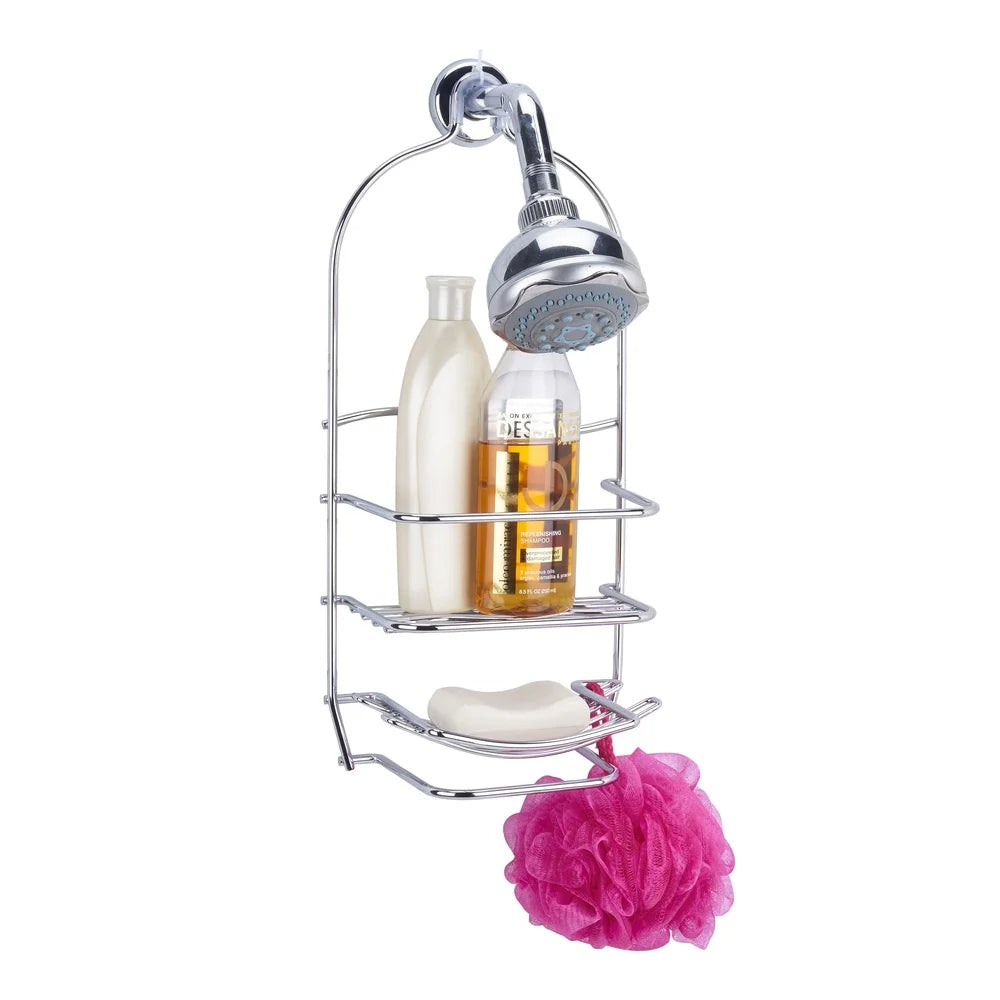 Metal Shower Caddy with Hooks 3-Tier Chrome Bathroom Organizer