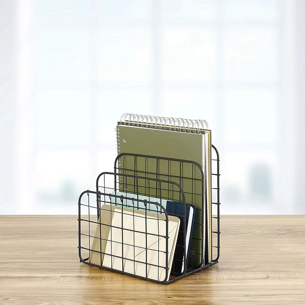 Vintage Desktop File Folder Organizer Rustic Home Desk Accessory