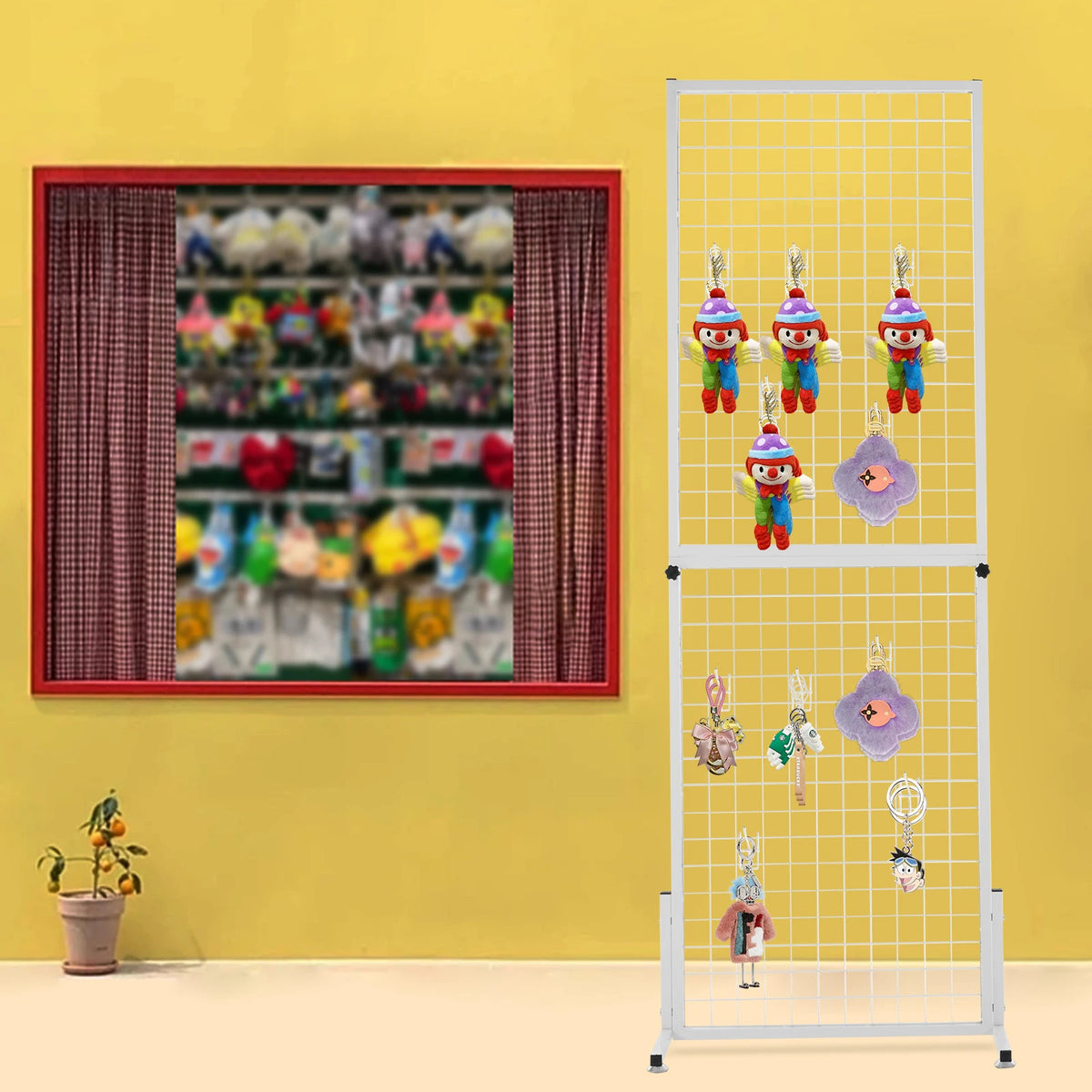 Gridwall Panel Metal Grill Pegboard Display Stand (White)