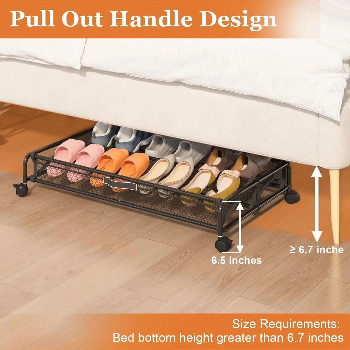 Under Bed Shoe Organizer with Wheels (2-Pack)