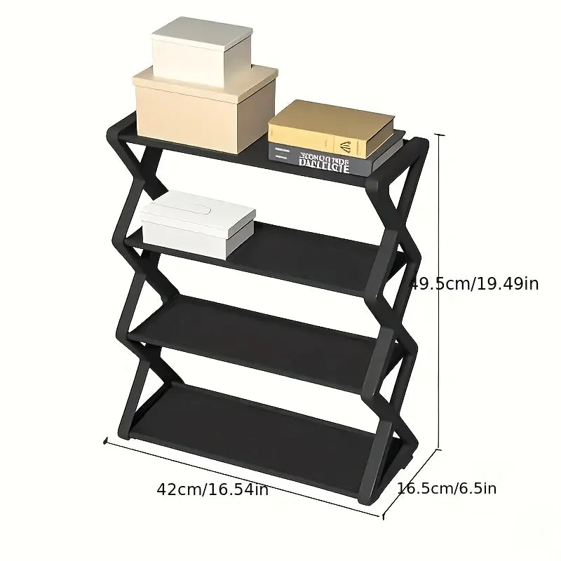 4-Tier X-Frame Shoe Rack, Space-Saving Stackable Shoe Organizer, Multi-Level Shoe Storage Shelf for Entryway, Porch, Bedroom &amp; Living Room