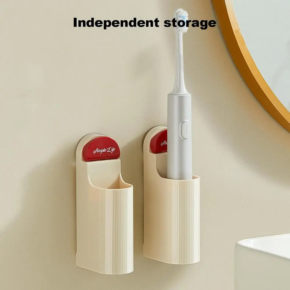 Wall Mounted Electric Toothbrush Holder Non-Drill Adhesive Stand Organizer (Red)