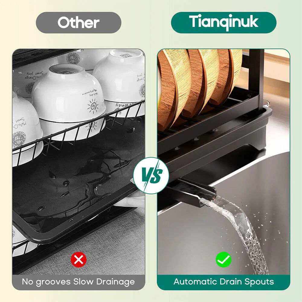 Dish Drying Rack 2-Tier with Drainboard Essential Kitchen Organizer