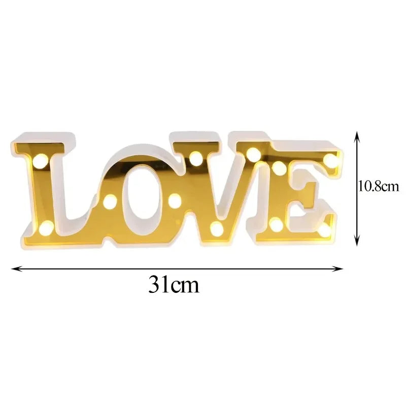 3D LOVE LED Letter Sign Night Light 2 Pack (Pink)