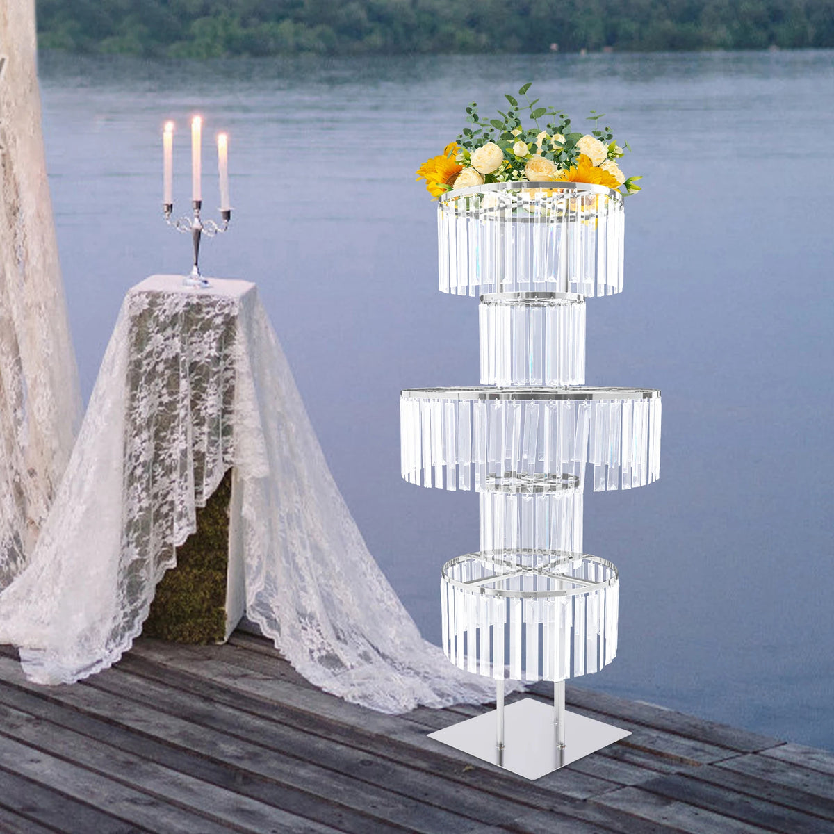 5-Tier Luxury Acrylic Metal Wedding Centerpiece (Gold)