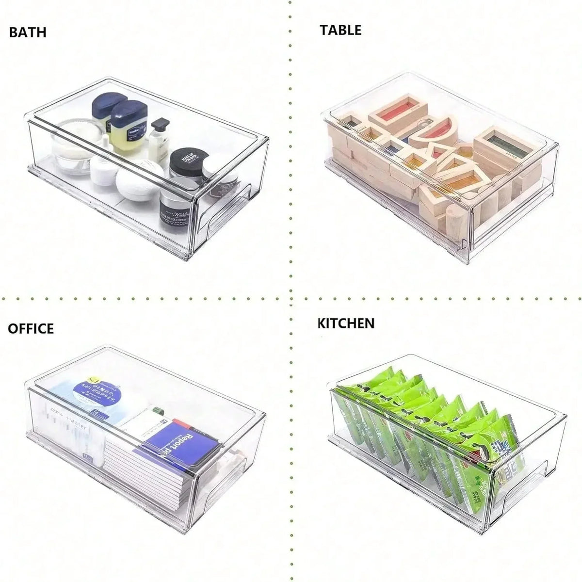 Clear Fridge Drawers Pull-Out Stackable Refrigerator Organizer 2-Pack