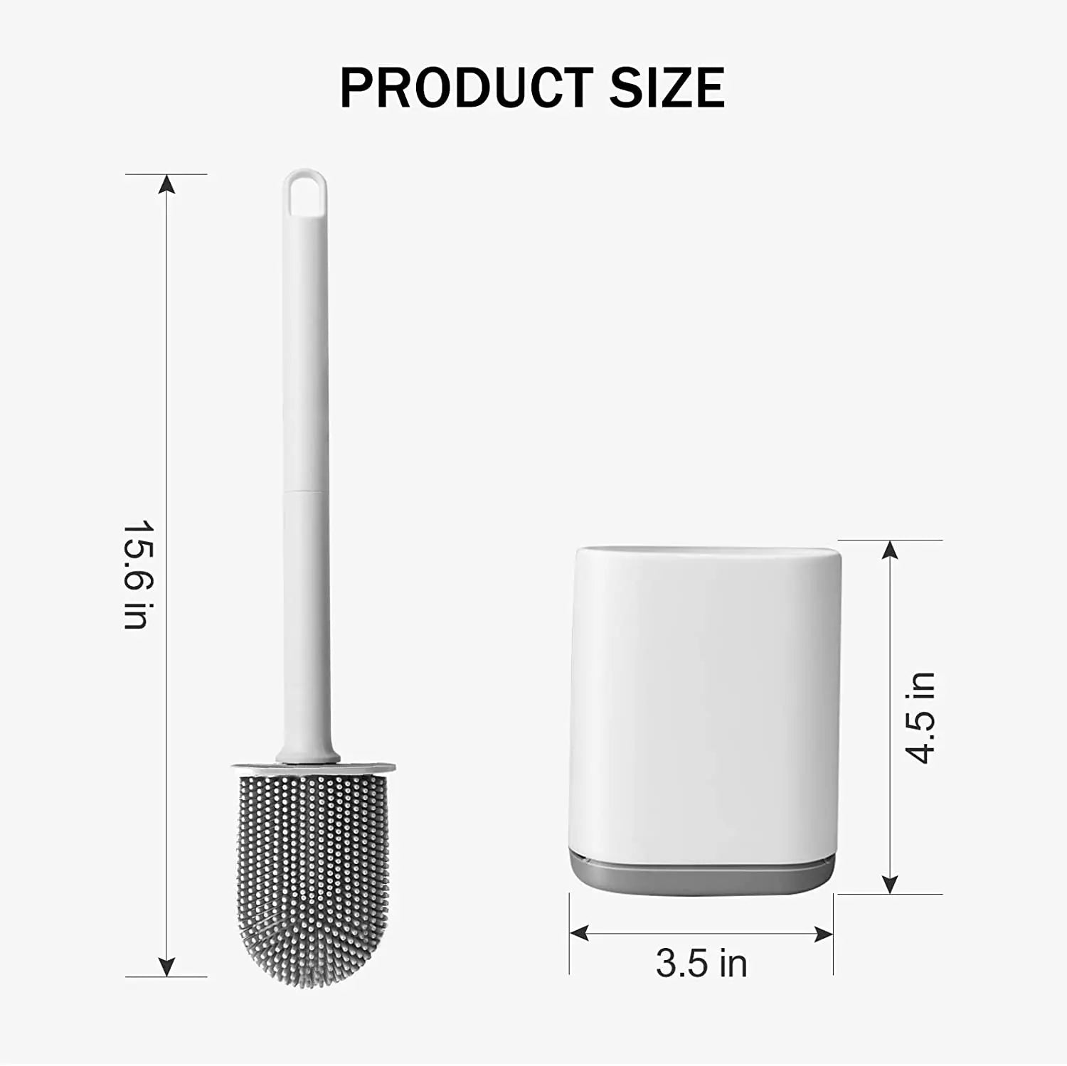 Cleaner Toilet Brush with Holders Black Plastic (White)