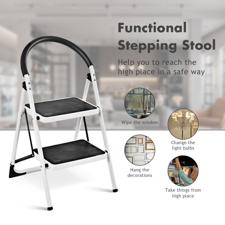 Folding Step Stool 2.75&#39; with Iron Frame and Anti-Slip Pedals