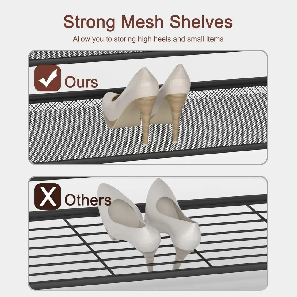 Durable 4-Tier Metal Shoe Stand with Spacious Top for Closets