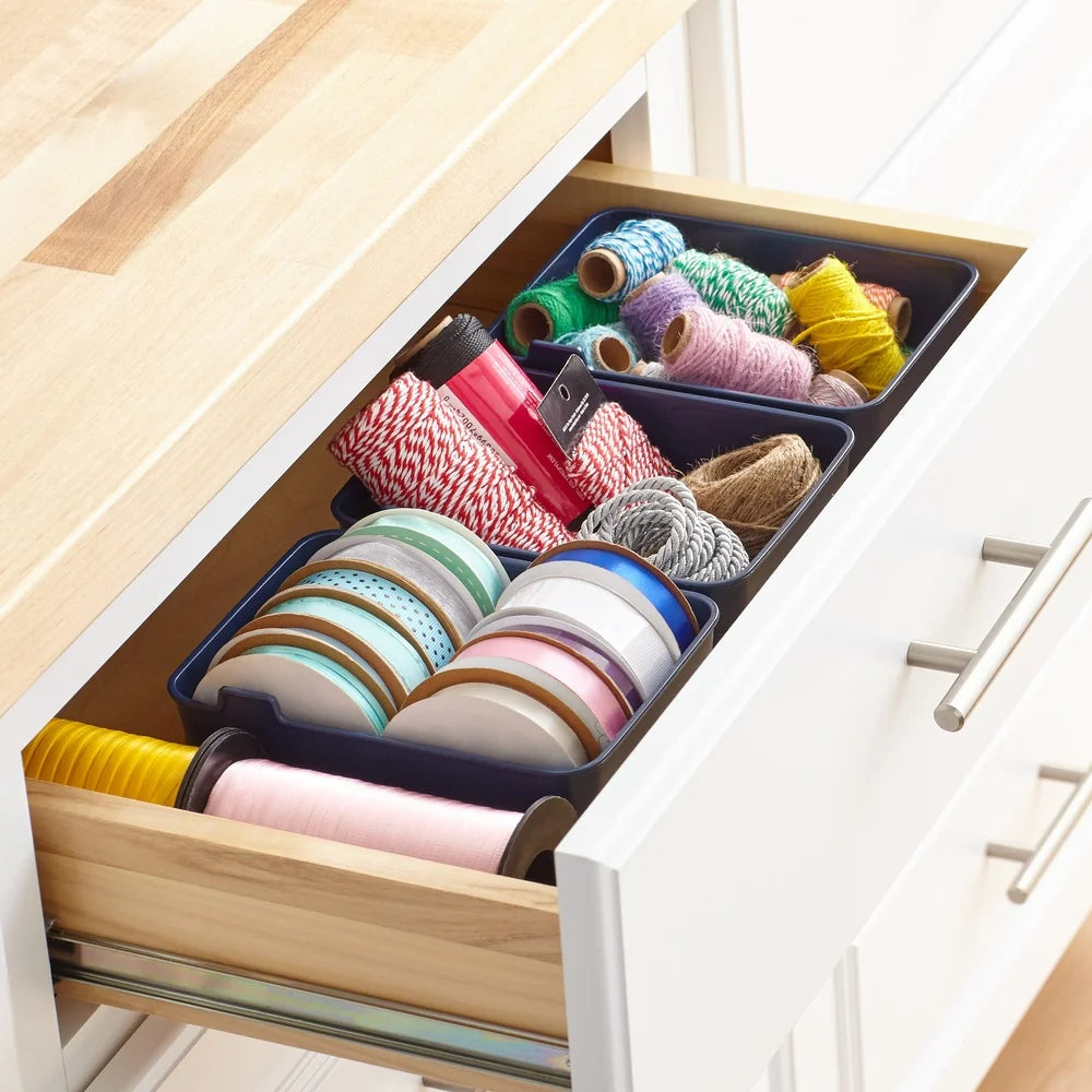 Set of 3 Flexible Drawer Organizers Solid Wall Design Storage Trays