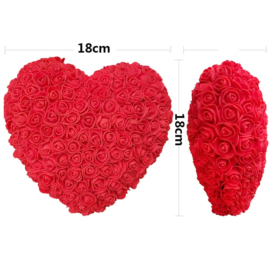 Red Rose Flower Heart 18CM for Valentines Day (Red)