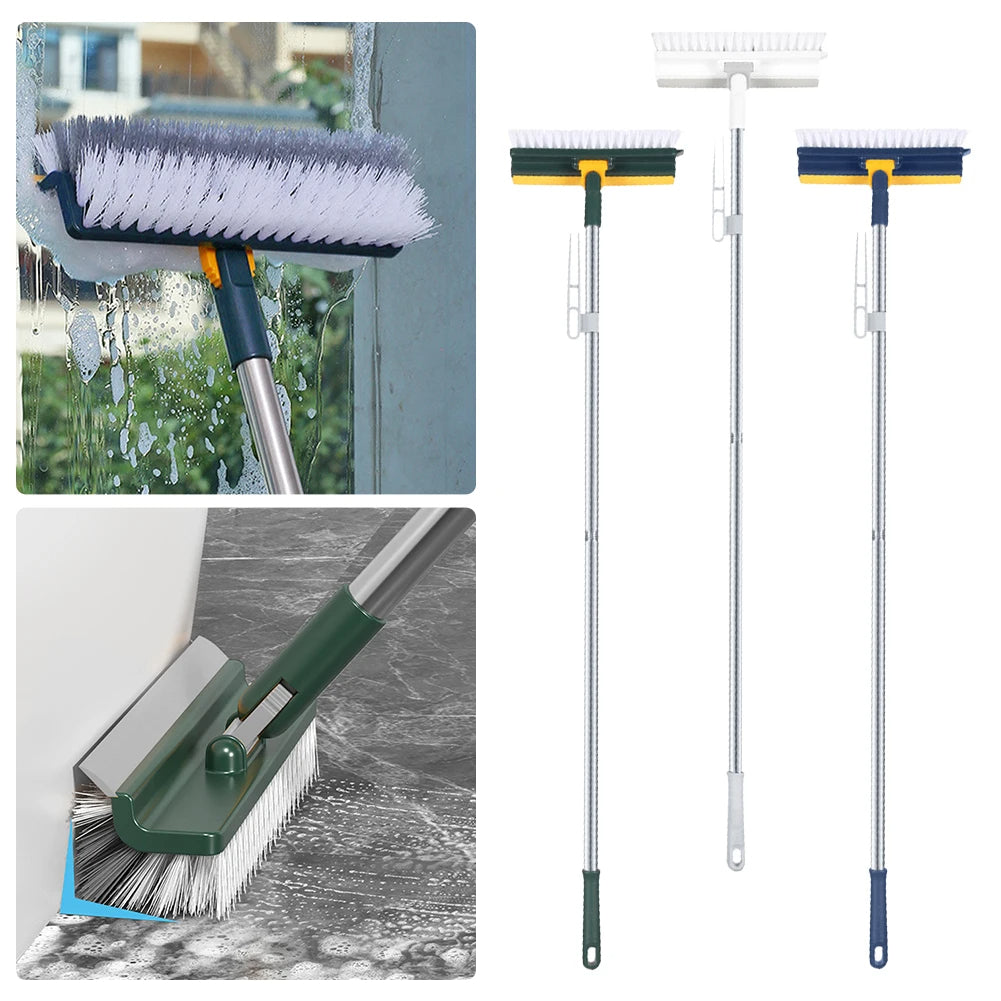 Long Handle Floor Scrubber for Shower Bathroom (Dark Green)
