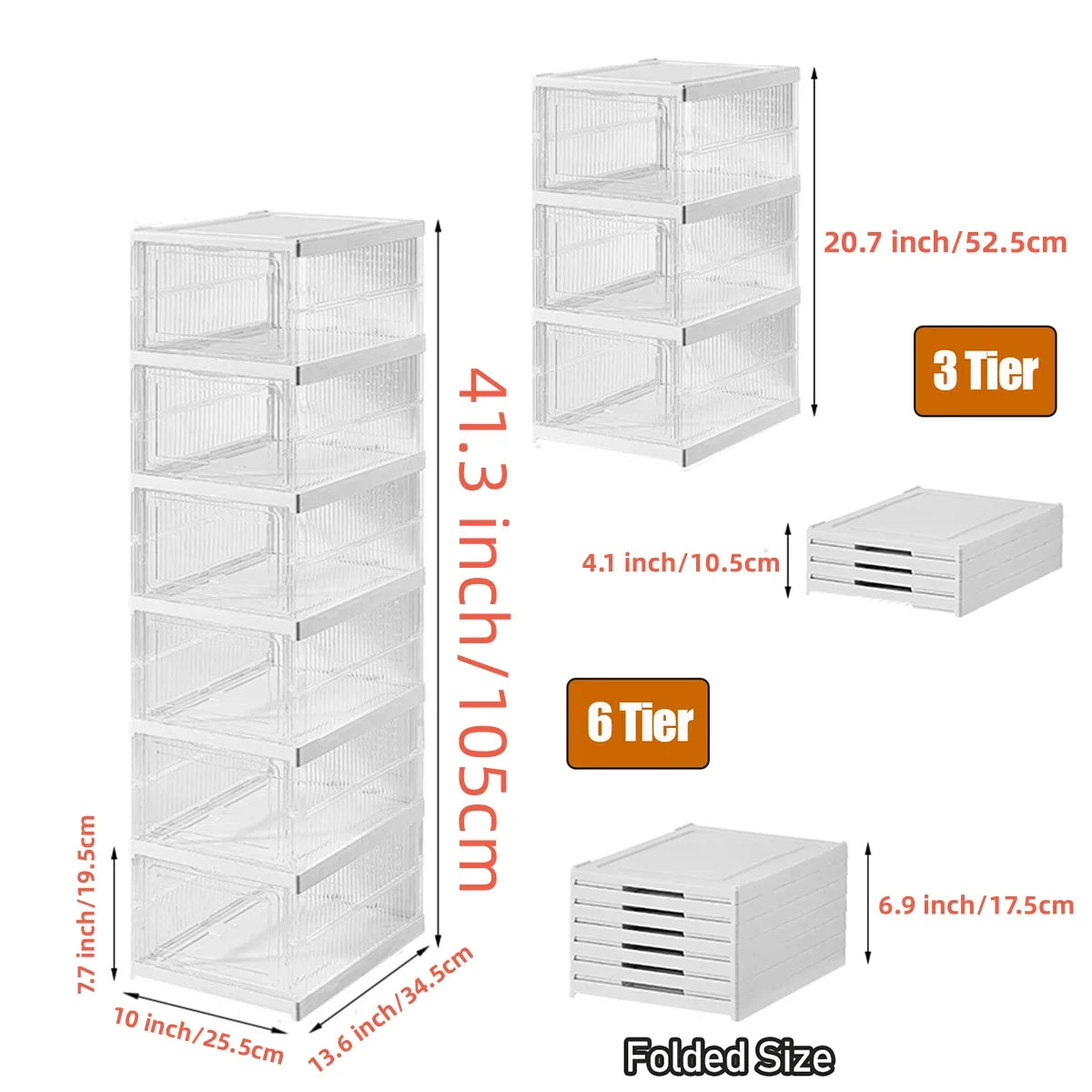 Foldable Transparent Shoe Organizer 6-Layer Display Case for Shoes