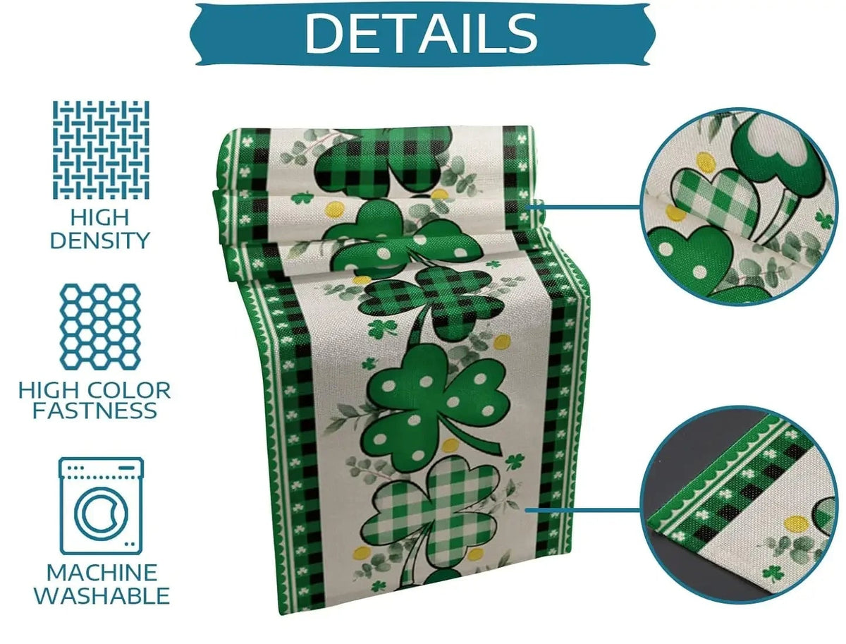 Shamrock Plaid Linen Table Runner