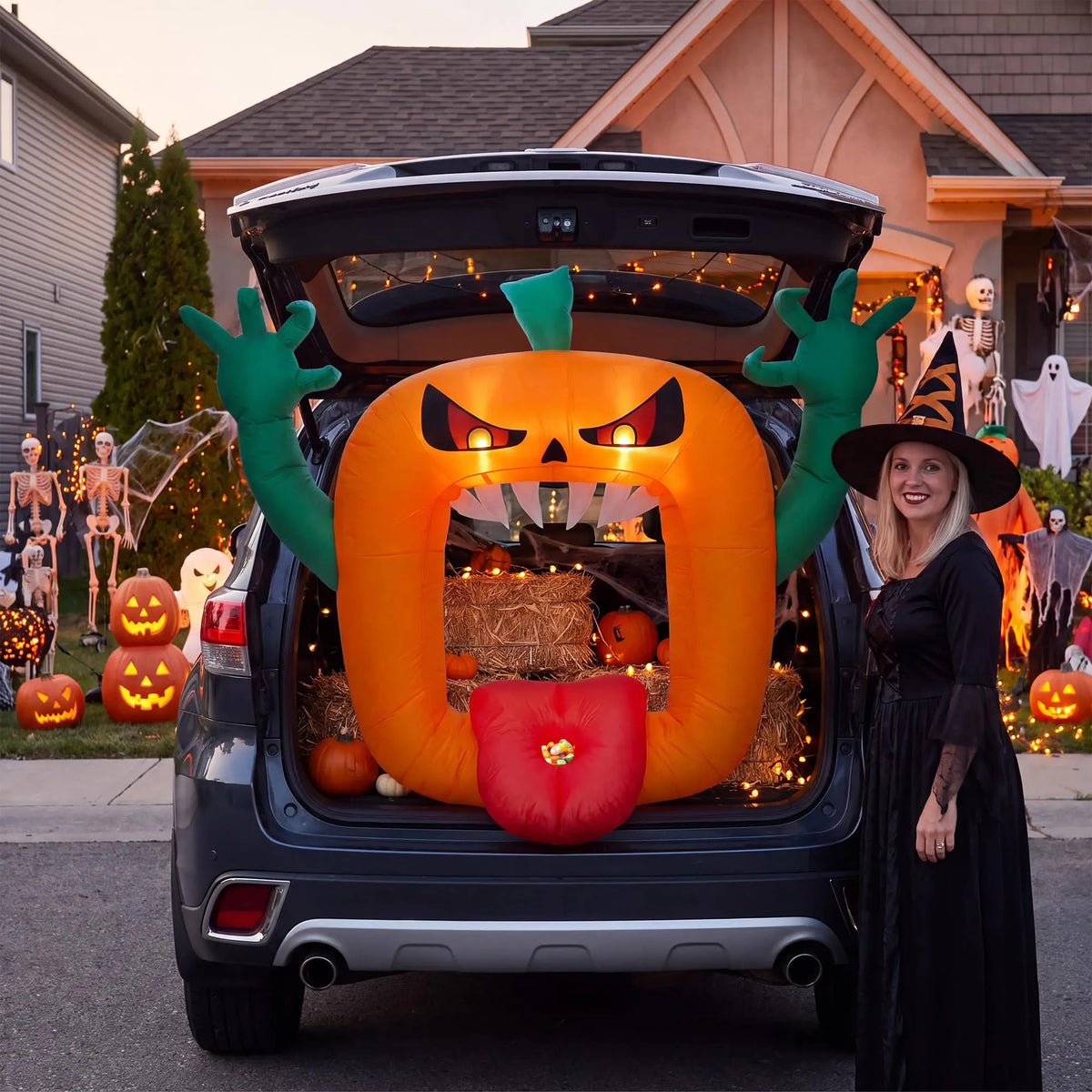 Halloween Inflatable Pumpkin Decoration 6 FT for Trunk or Treat &amp; Yard