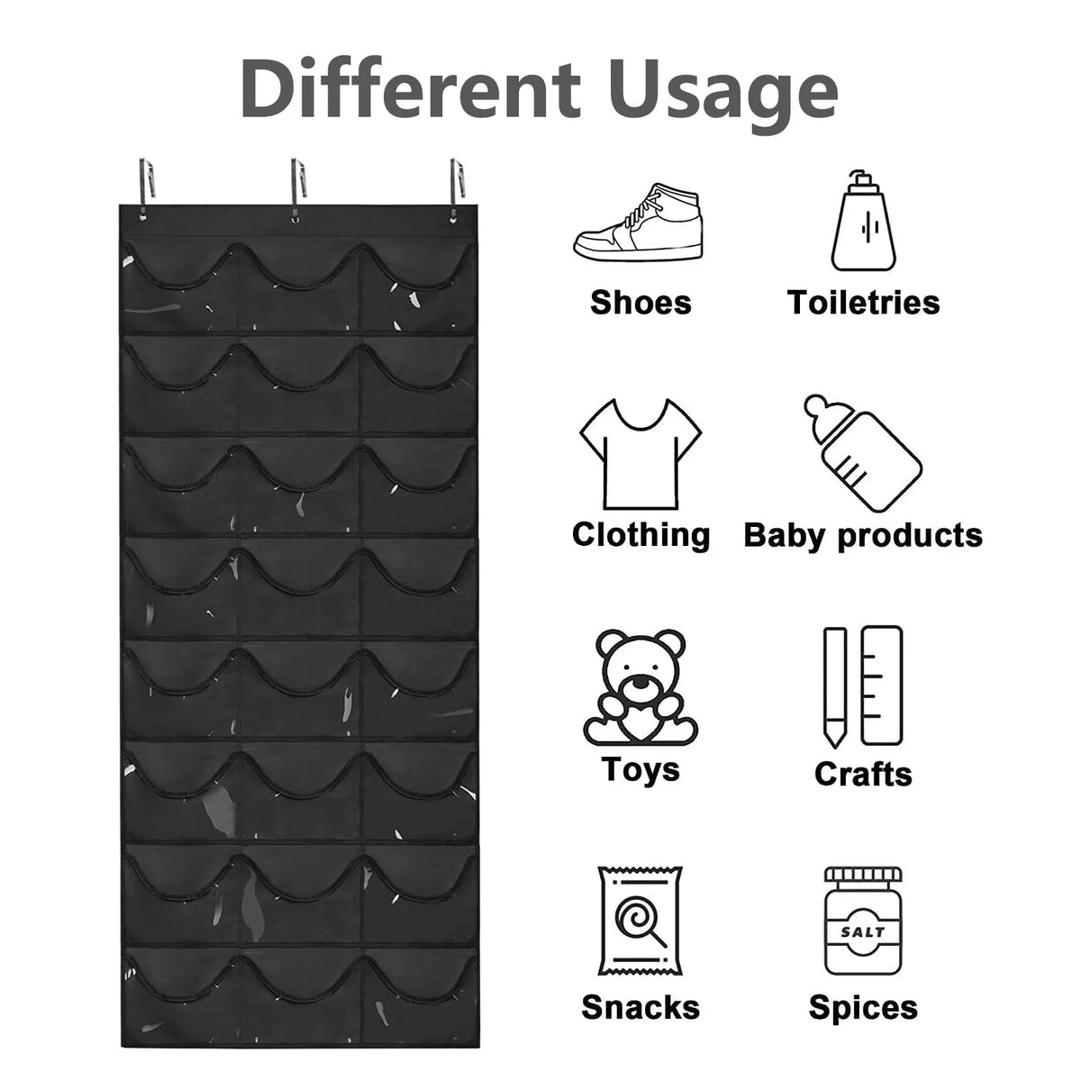 24 Pocket Clear Hat Organizer Wall Door Rack 2 Piece (Gray)