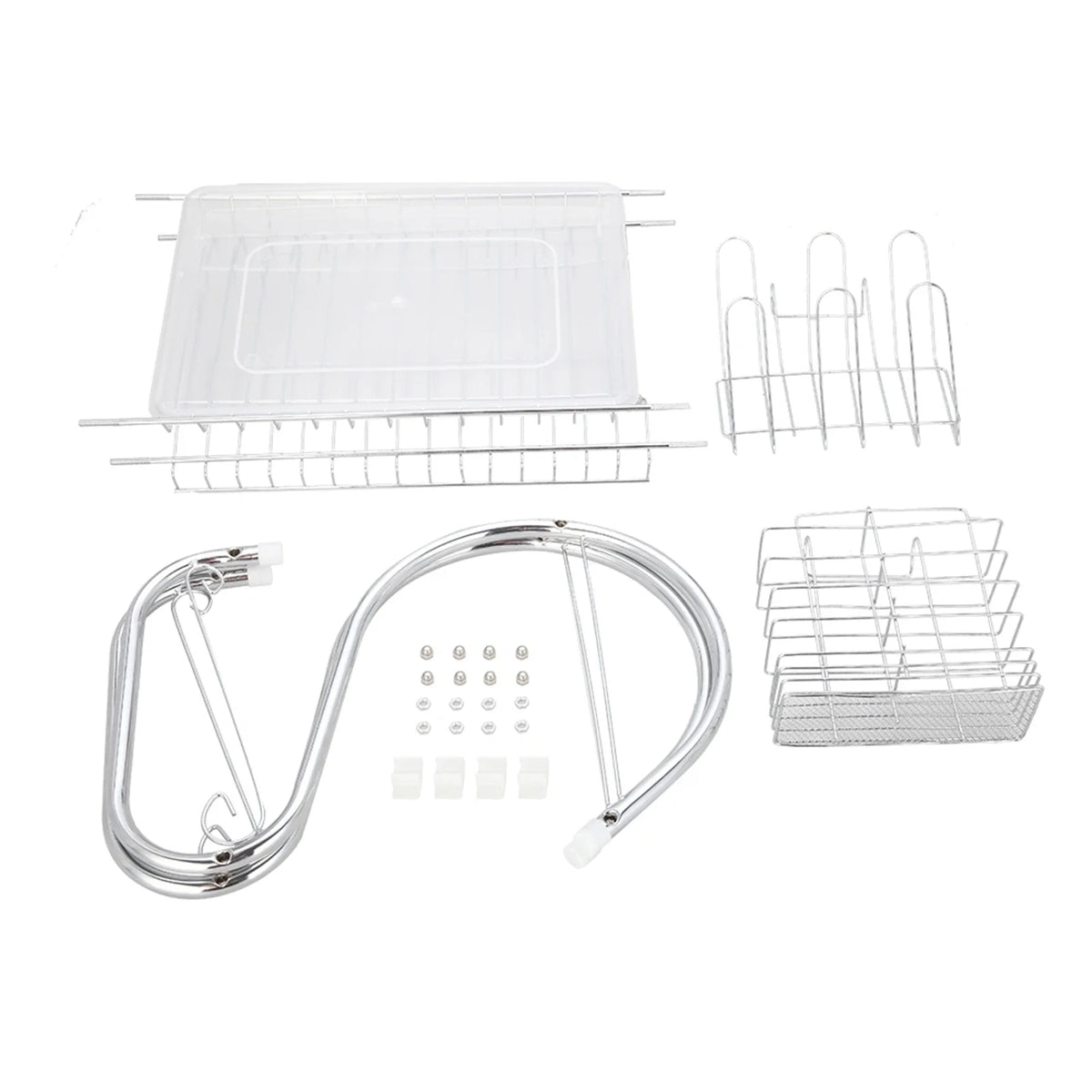 Durable Stainless Steel 2-Tier Dish Drainer Space-Saving Kitchen Rack and Cutlery Organizer