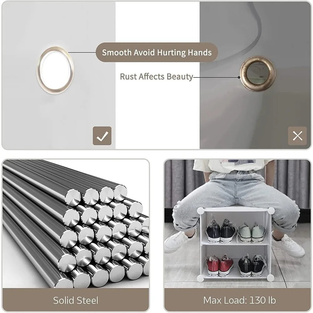 Portable Shoe Rack with Doors Large Capacity 32-64 Pair Storage (White)