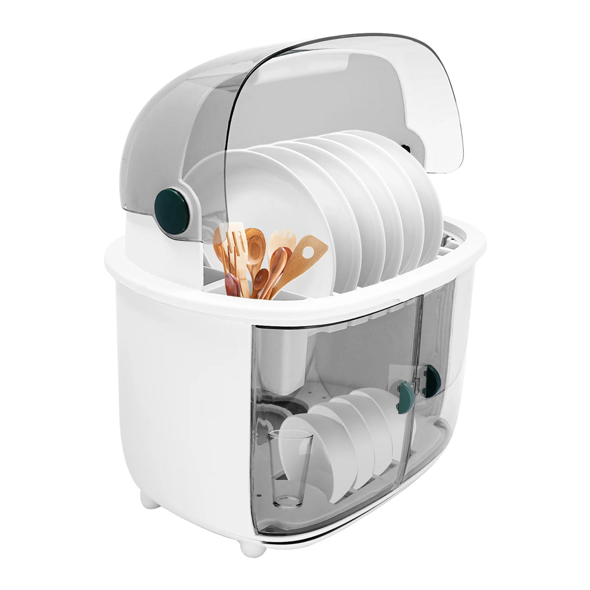 2-Tier Dish Drying Rack Plastic Countertop Drainer for Kitchen Counter