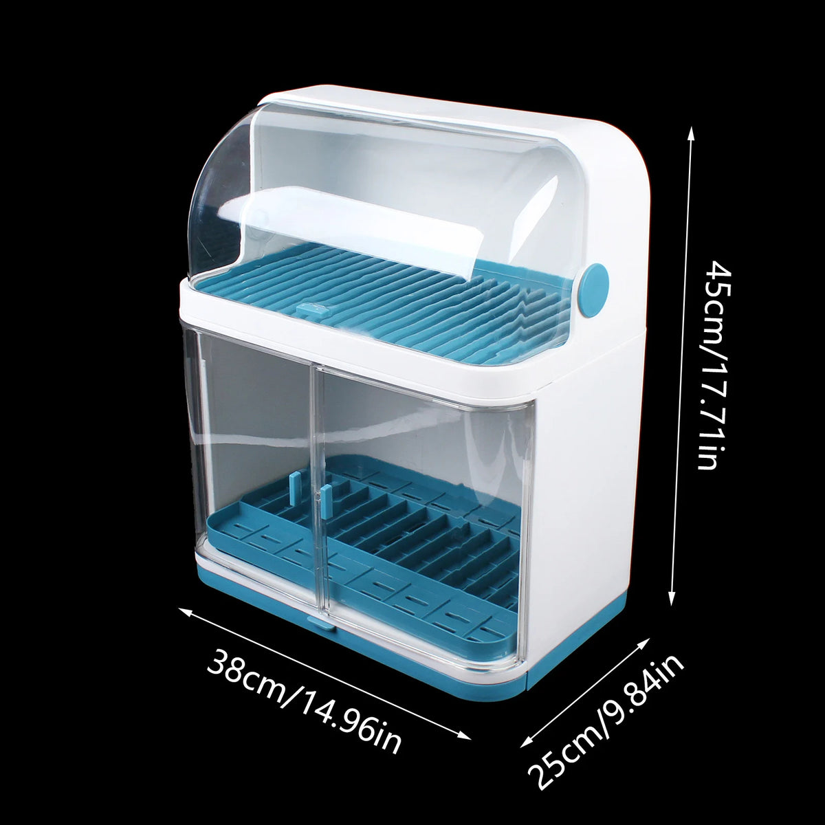 2-Tier Portable Dish Drying Rack with Lid Cutlery Holder