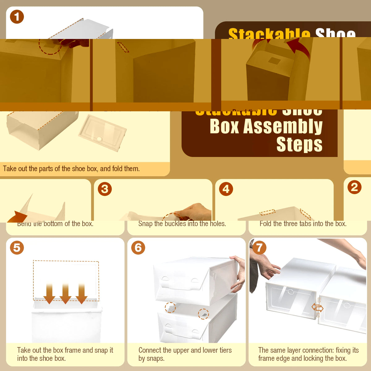 Transparent Foldable Shoe Organizer Bins 24PCS