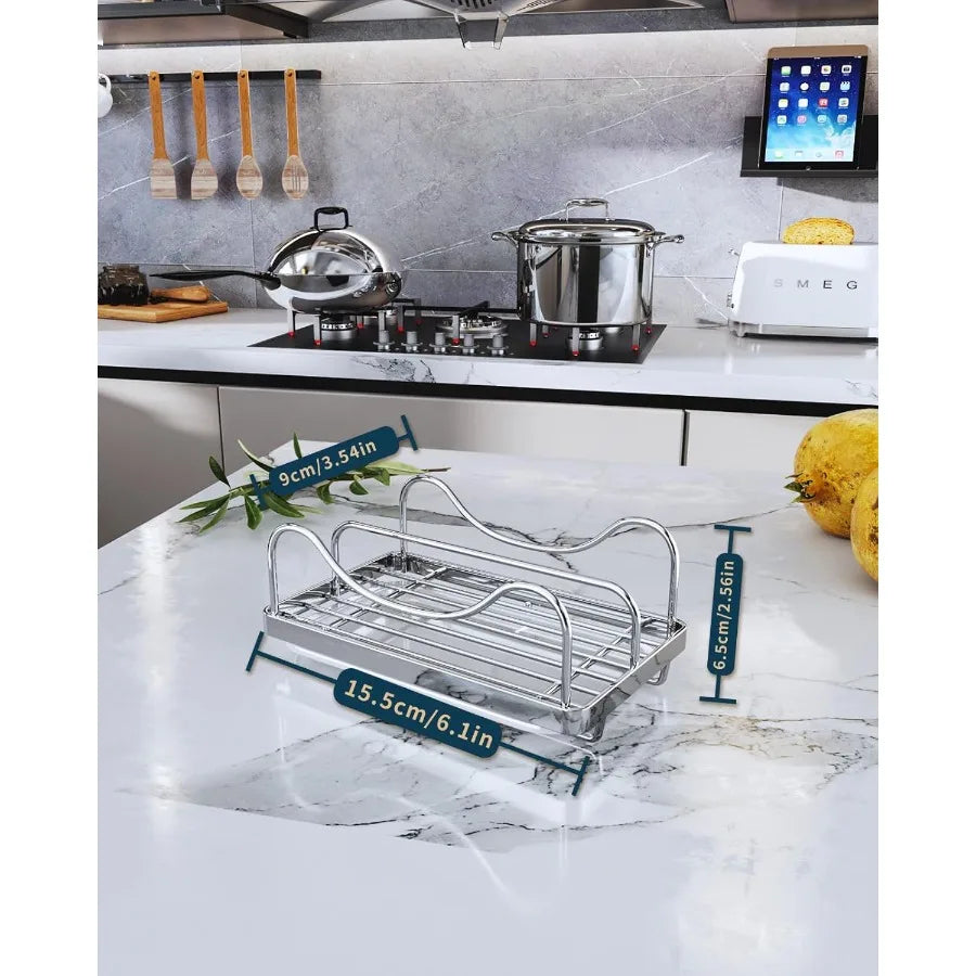 Movable Sink Caddy Organizer – 304 Stainless Steel Sponge Holder for Kitchen Countertop with Detachable Drip Tray