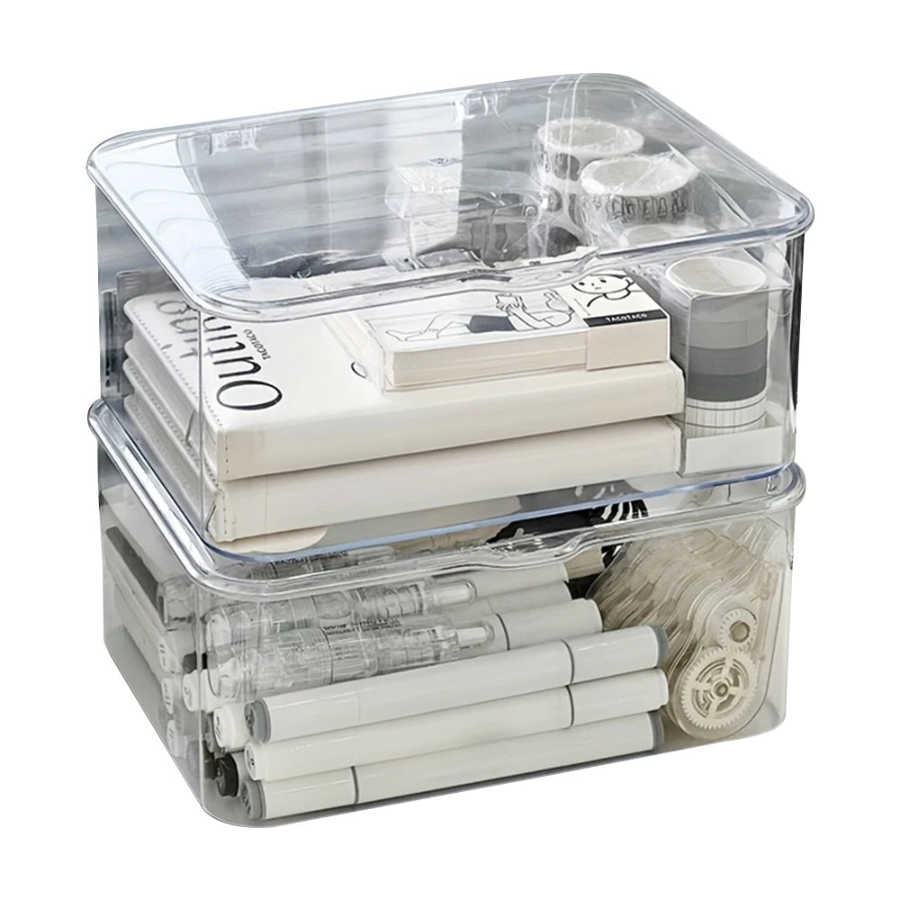 2-Piece Stackable Plastic Storage Basket Set
