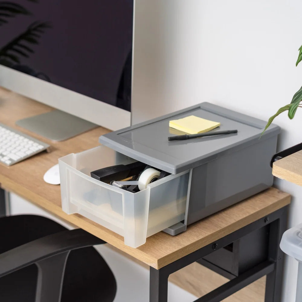 Stackable Plastic Storage Bins 7QT Modular Drawers Organizer