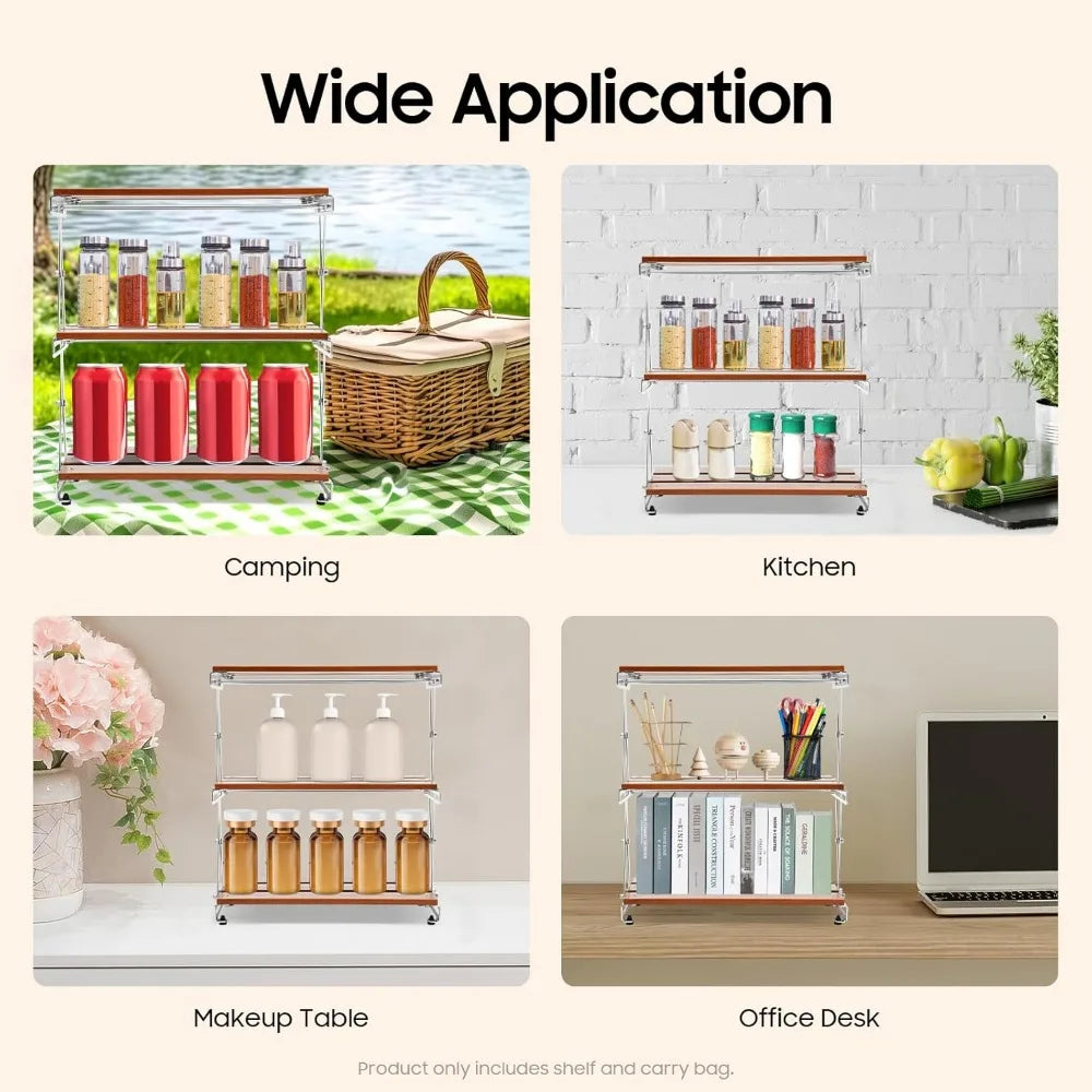 3-Tier Natural Wood Desktop Organizer Shelf