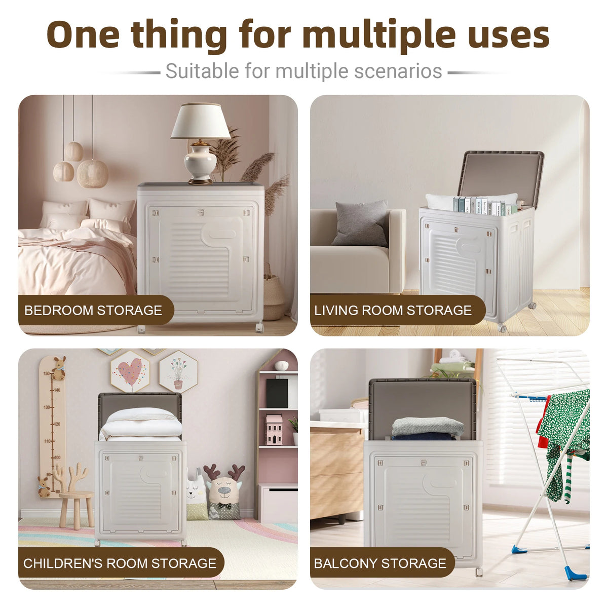 Foldable Storage Bins with Wheels – Large Stackable Storage Cabinet with Magnetic Doors