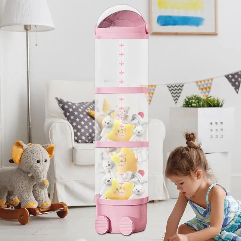 Transparent Plush Toy Storage Tube 4-Tier Doll Display Organizer Box