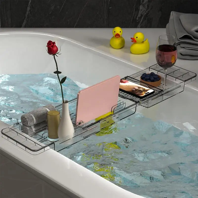 Adjustable Bath Board Shelf for Over-the-Tub Home Spa Accessories