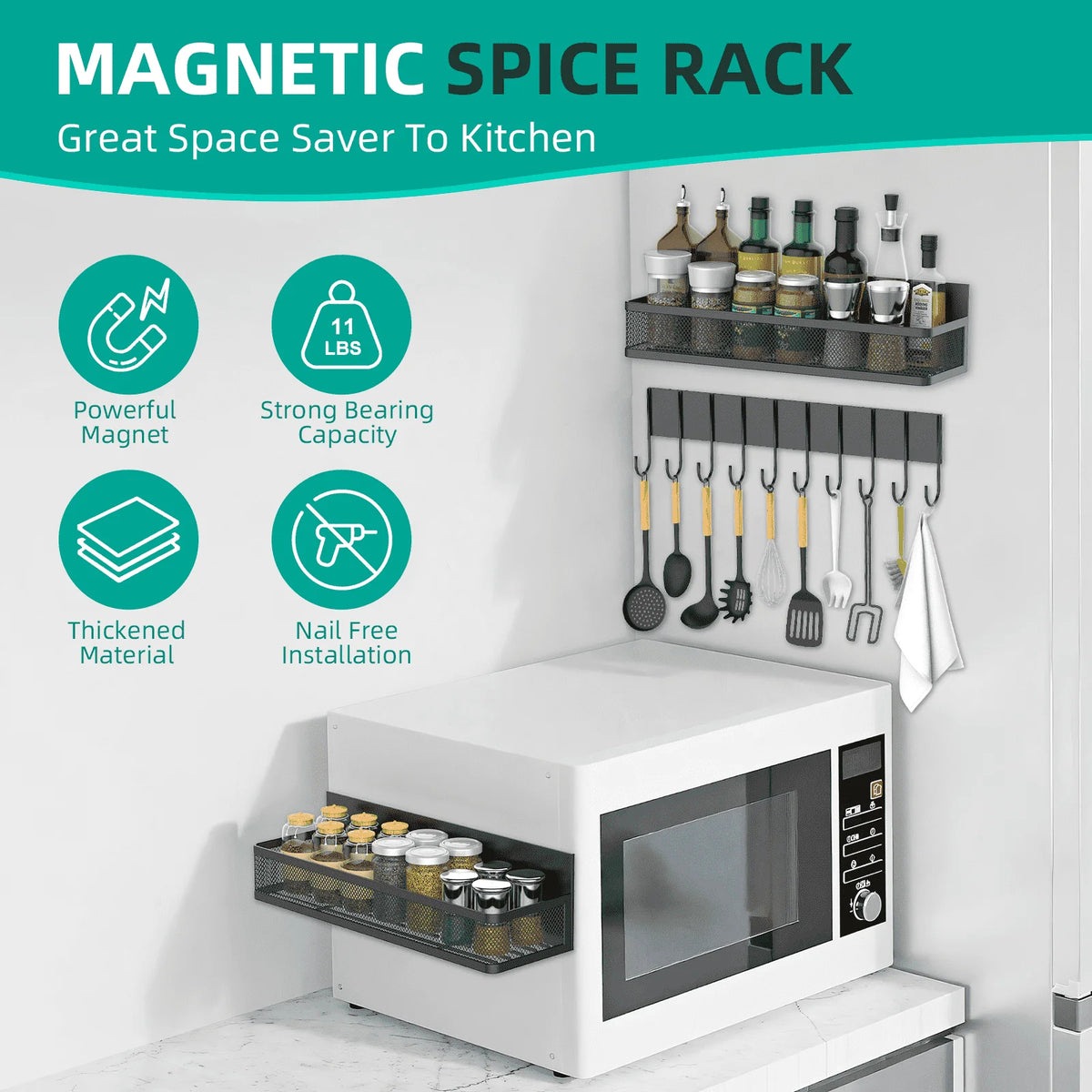 Refrigerator Magnetic Spice Rack (4-Piece Set)