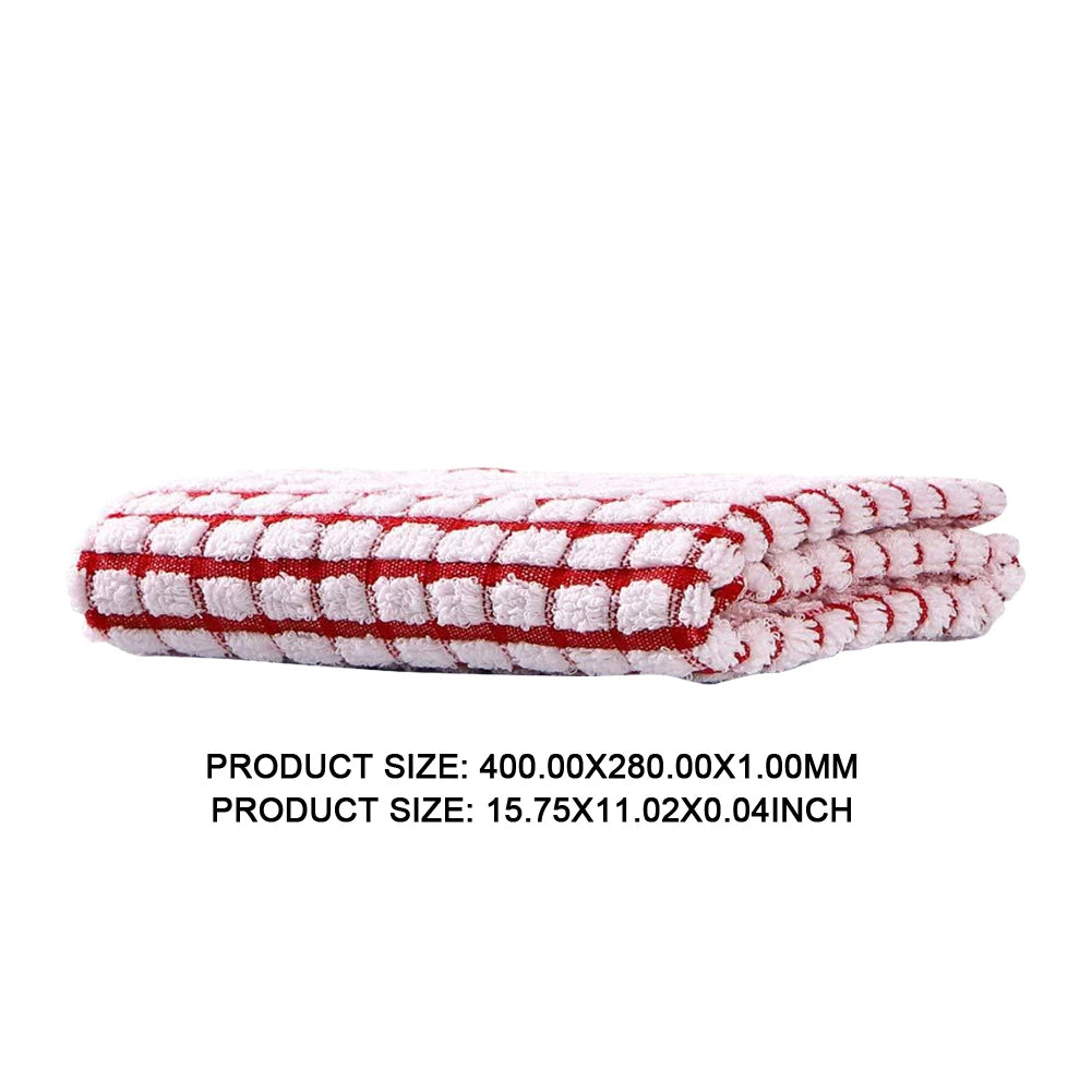 Absorbent Cotton Checkered Hand Towel Set of 12 (Red)