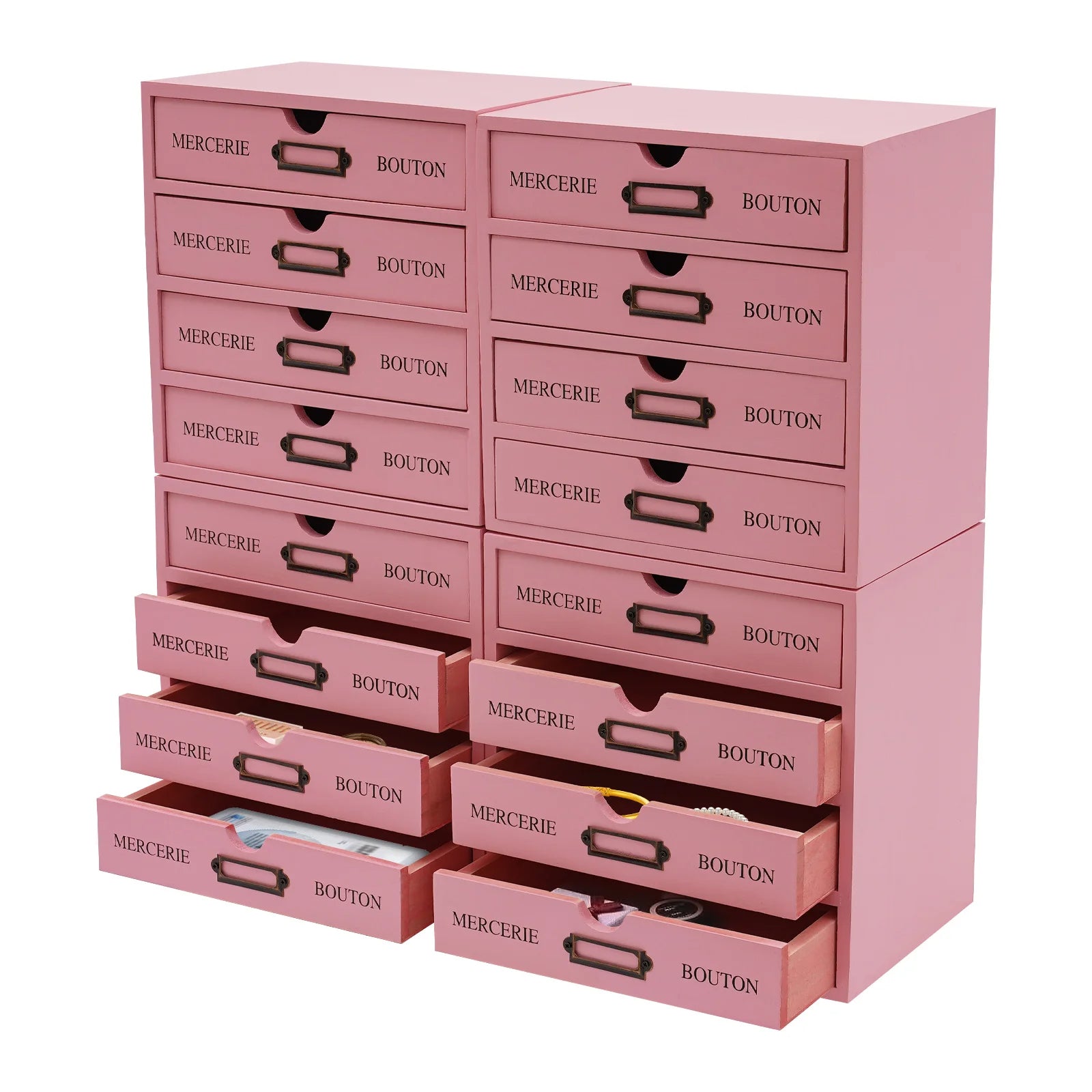 Wooden Desktop File Cabinet 16-Drawer Office Organizer Storage Box