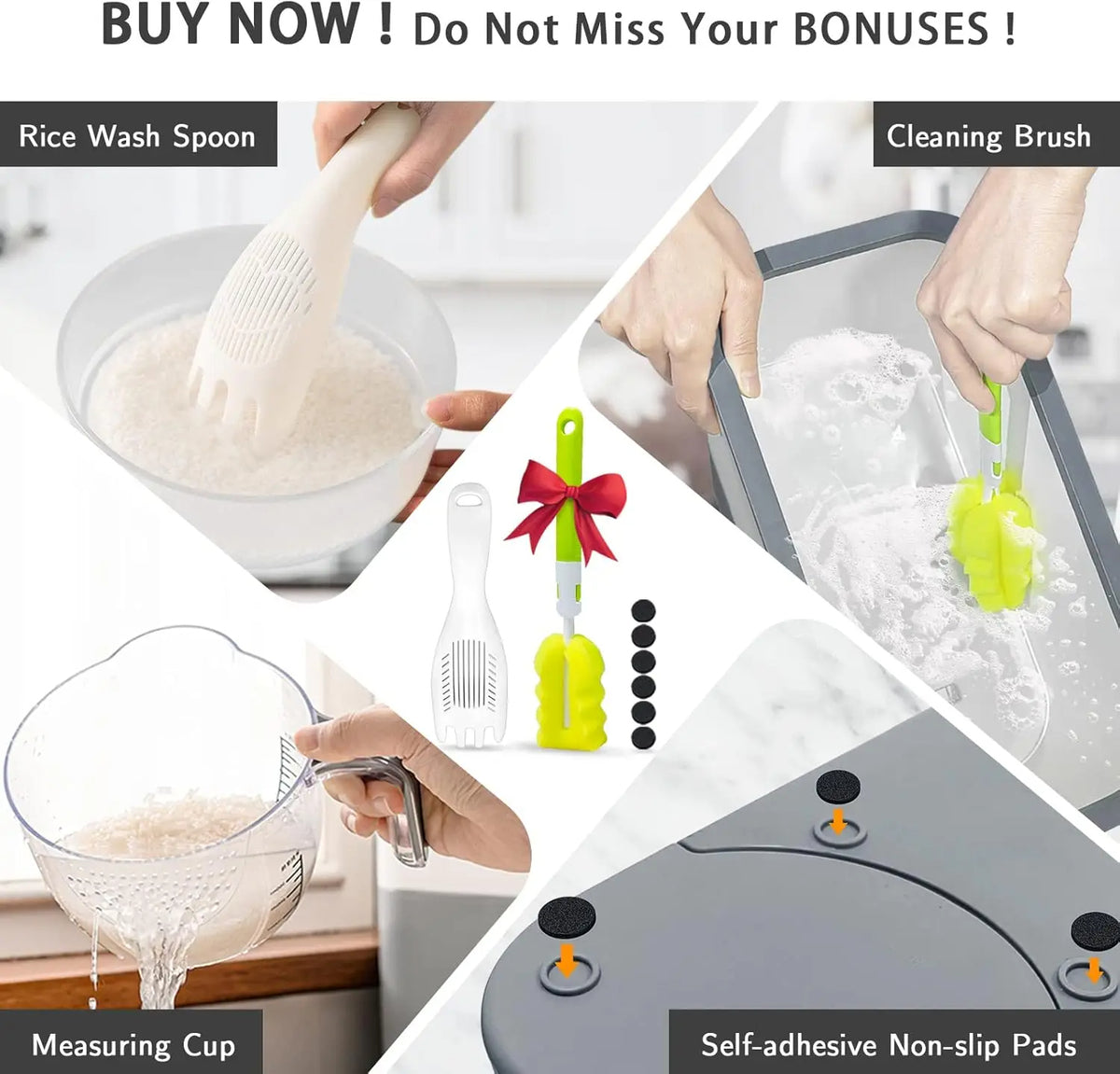 Large Capacity Dry Food Dispenser with Measuring Cup (Grey)