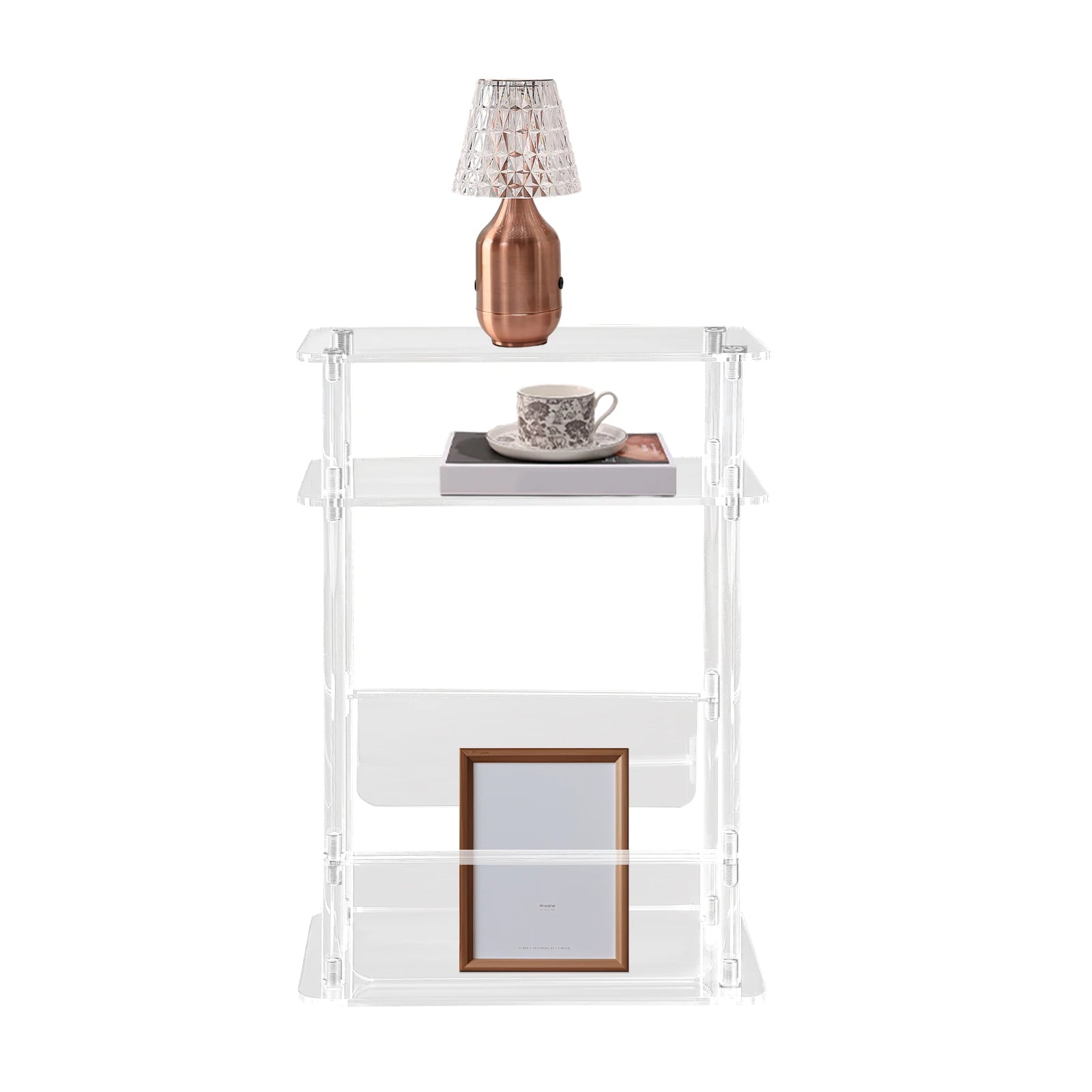 Clear Acrylic 3-Tier Storage Table Slim Rectangular Organizer