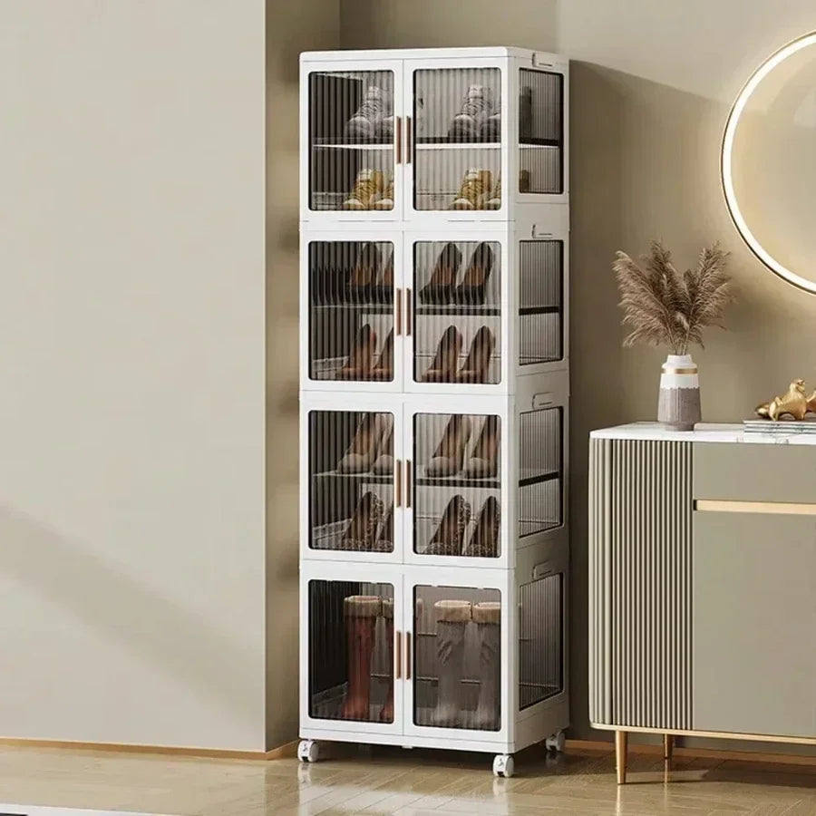 Portable Shoe Storage Cabinet XL with Magnetic Clear Doors